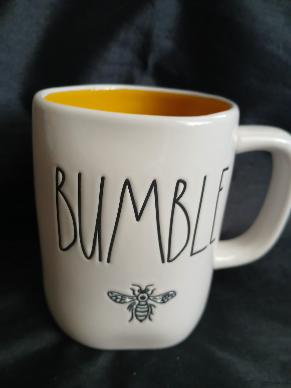 Rae Dunn White Ceramic Mug with Yellow Interior — BUMBLE Design
